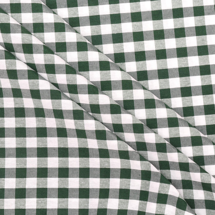 Ibiza Gingham Bottle Green Double Width Fabric