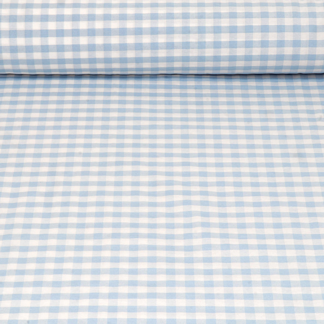 Ibiza Gingham Azul Blue Double Width Fabric