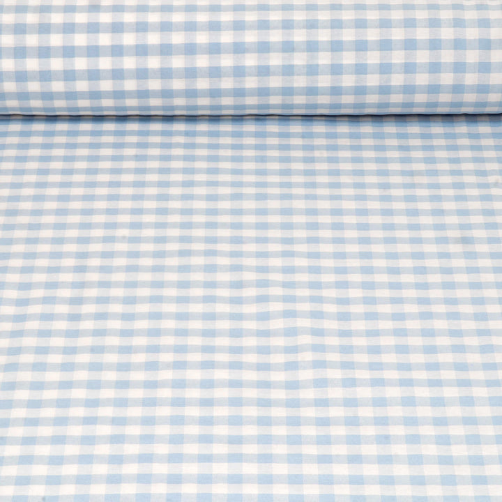 Ibiza Gingham Azul Blue Double Width Fabric