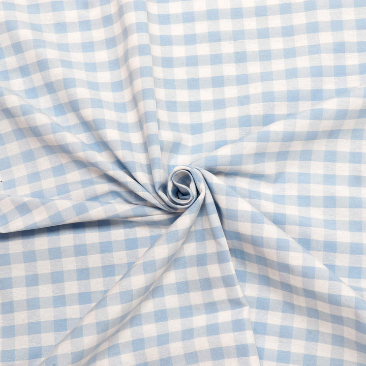 Ibiza Gingham Azul Blue Double Width Fabric