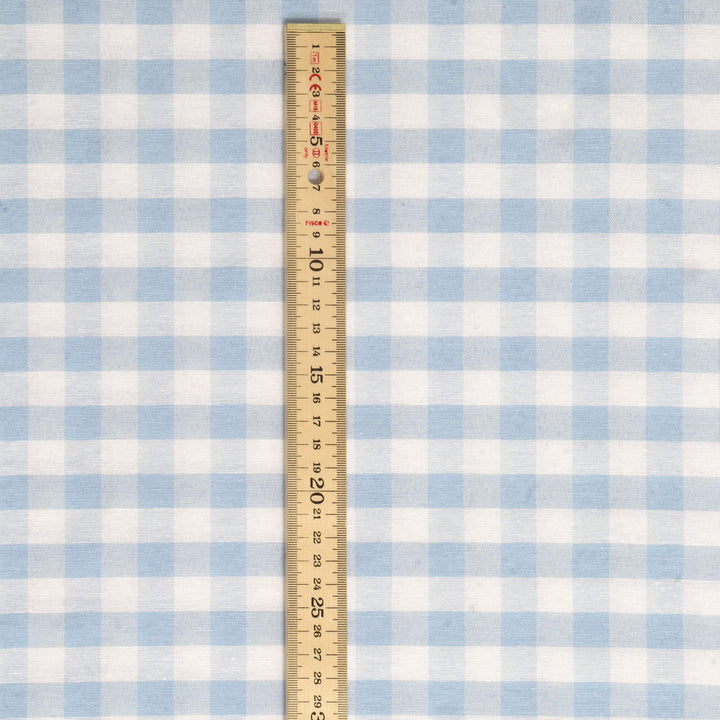 Ibiza Gingham Azul Blue Double Width Fabric