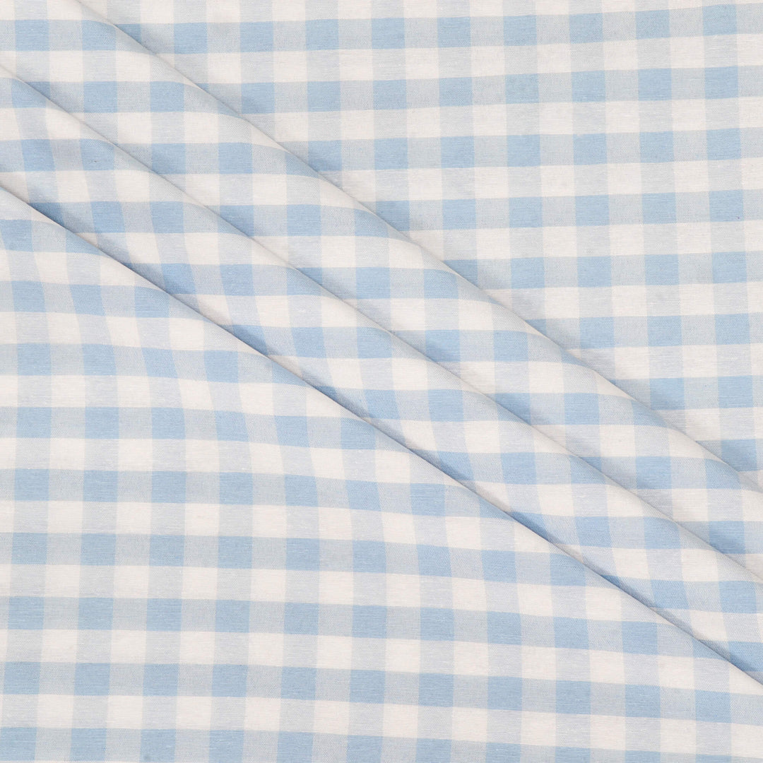 Ibiza Gingham Azul Blue Double Width Fabric