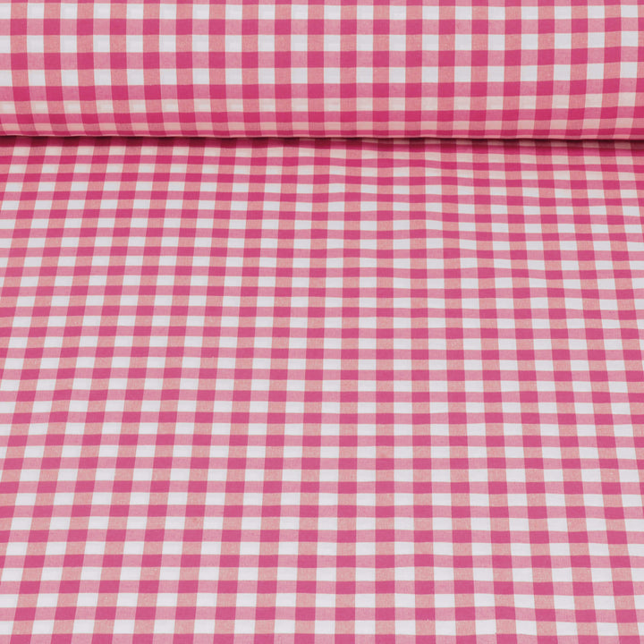 Ibiza Gingham Hot Pink Double Width Fabric