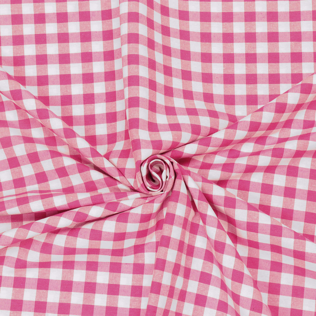 Ibiza Gingham Hot Pink Double Width Fabric