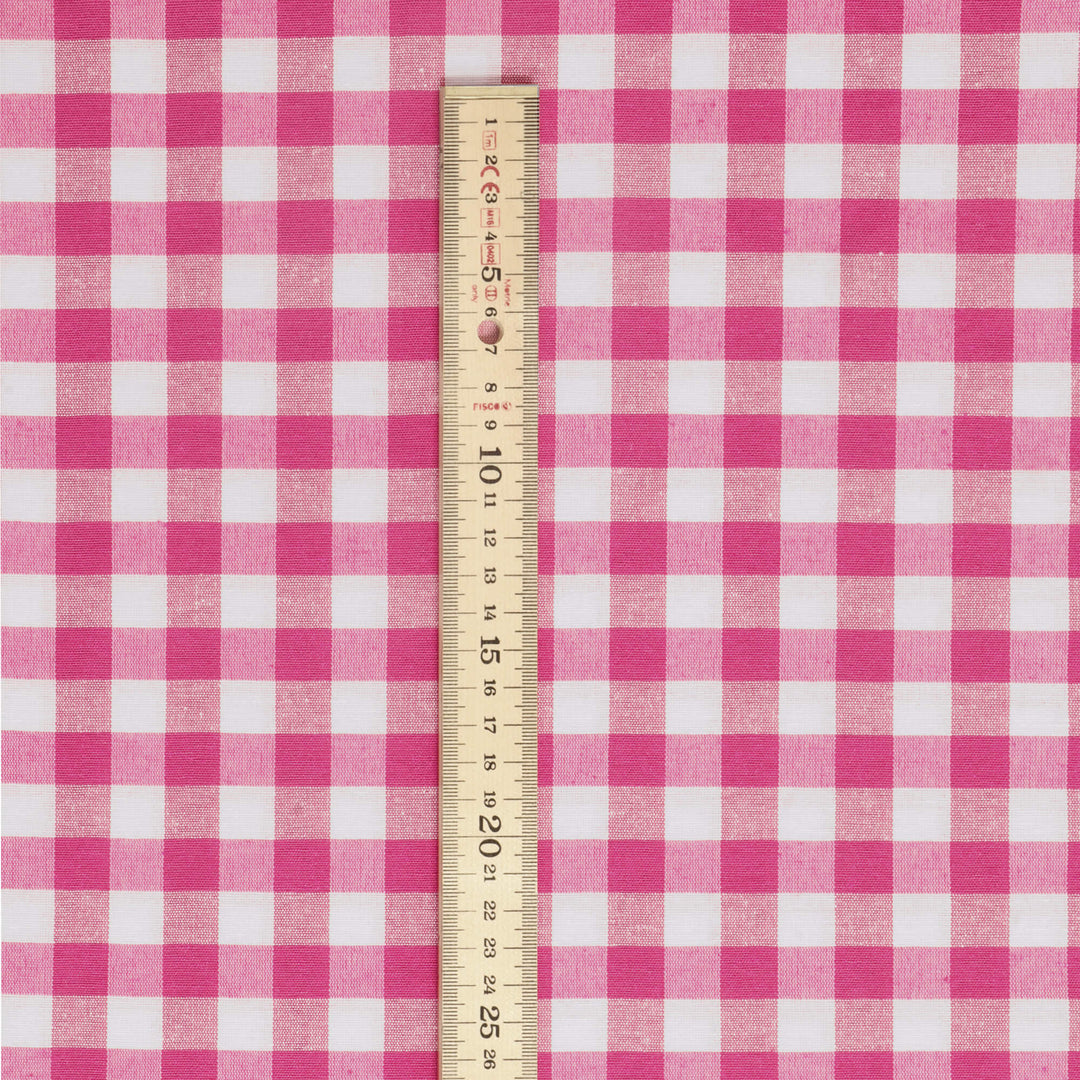 Ibiza Gingham Hot Pink Double Width Fabric