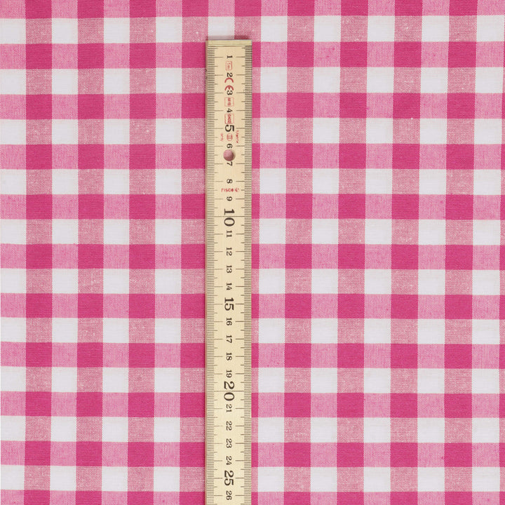 Ibiza Gingham Hot Pink Double Width Fabric