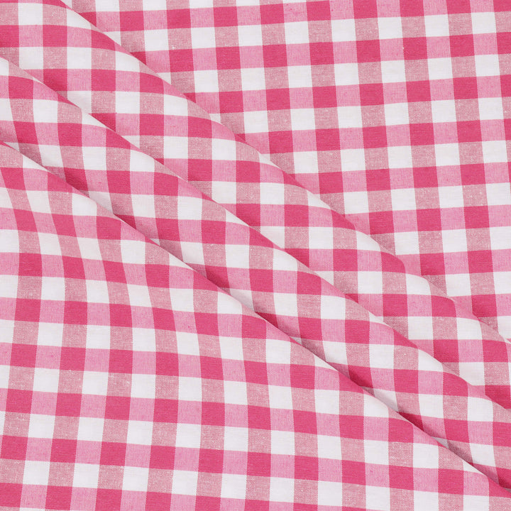 Ibiza Gingham Hot Pink Double Width Fabric