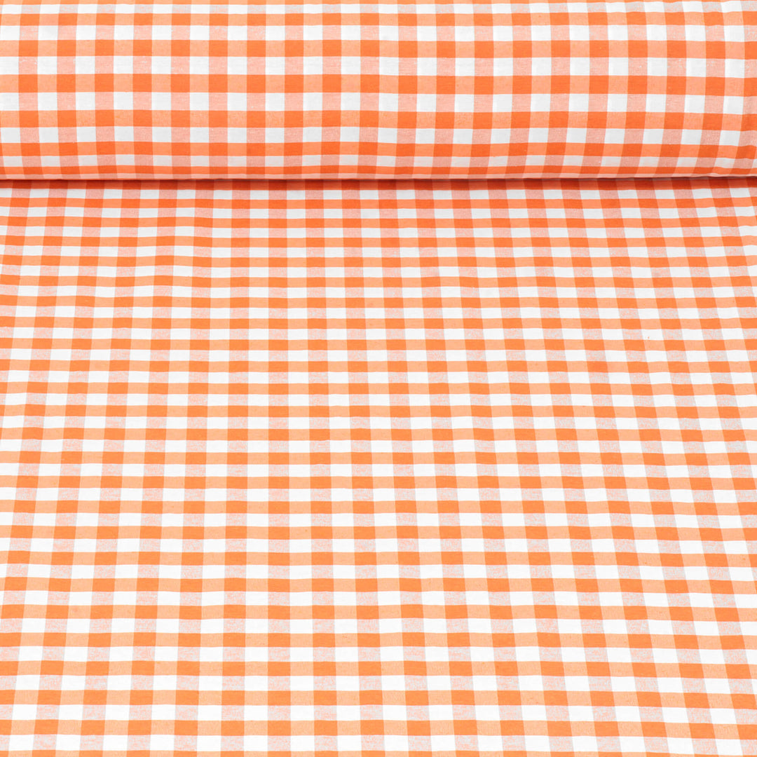 Ibiza Gingham Orange Double Width Fabric
