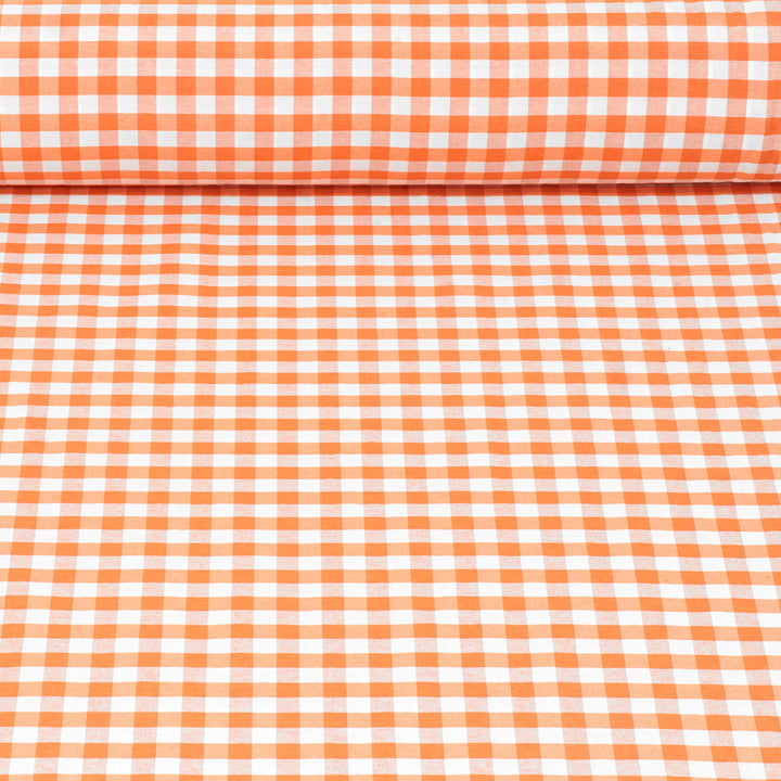 Ibiza Gingham Orange Double Width Fabric