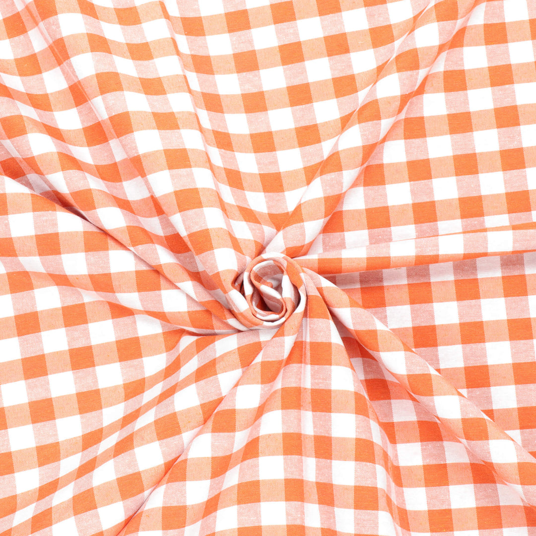 Ibiza Gingham Orange Double Width Fabric
