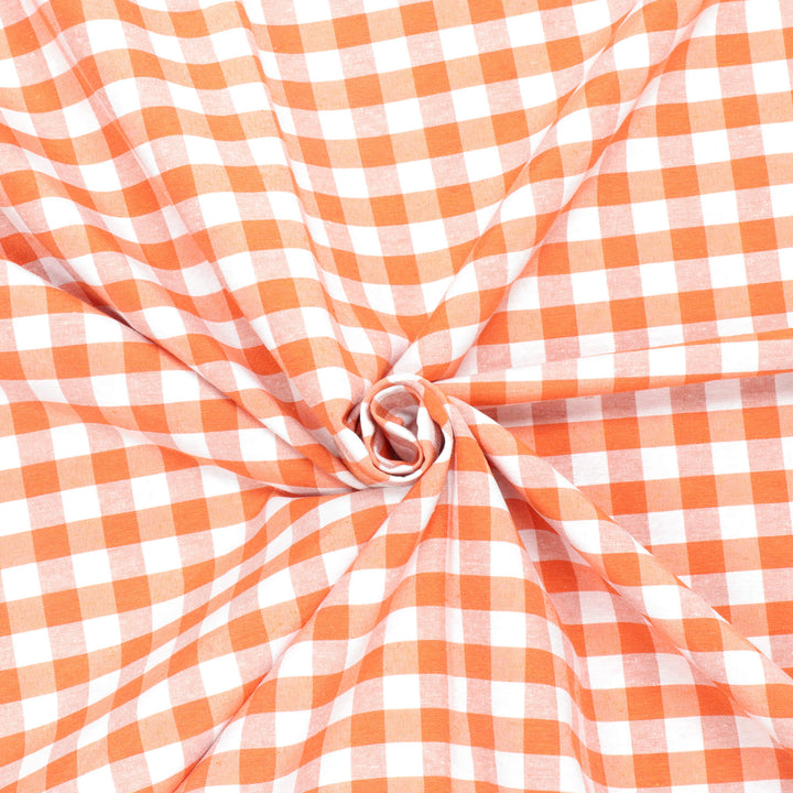 Ibiza Gingham Orange Double Width Fabric