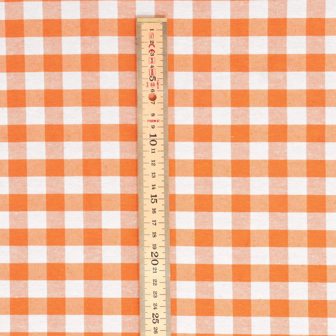 Ibiza Gingham Orange Double Width Fabric