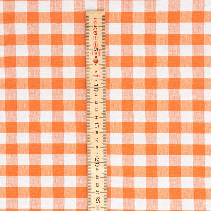 Ibiza Gingham Orange Double Width Fabric
