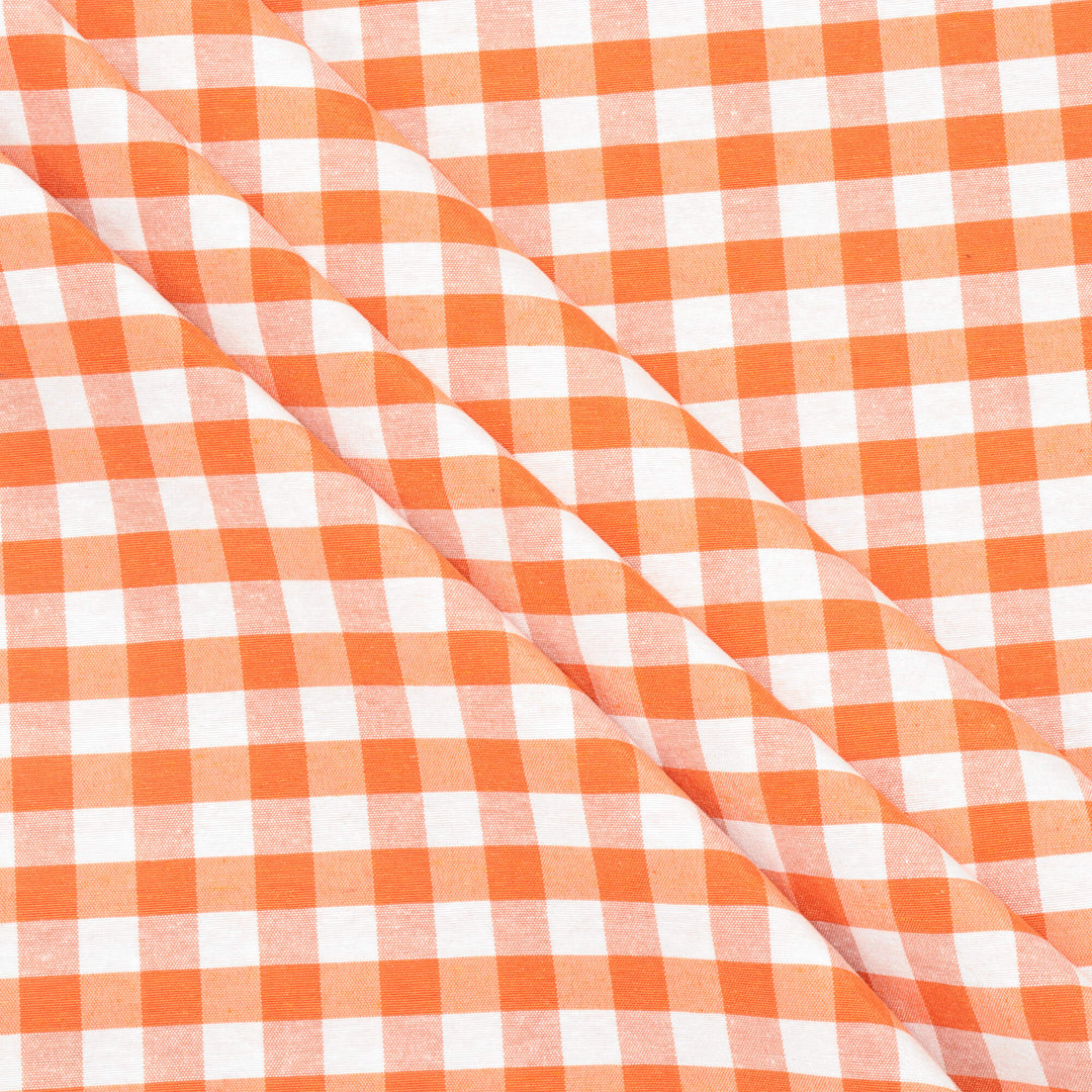 Ibiza Gingham Orange Double Width Fabric