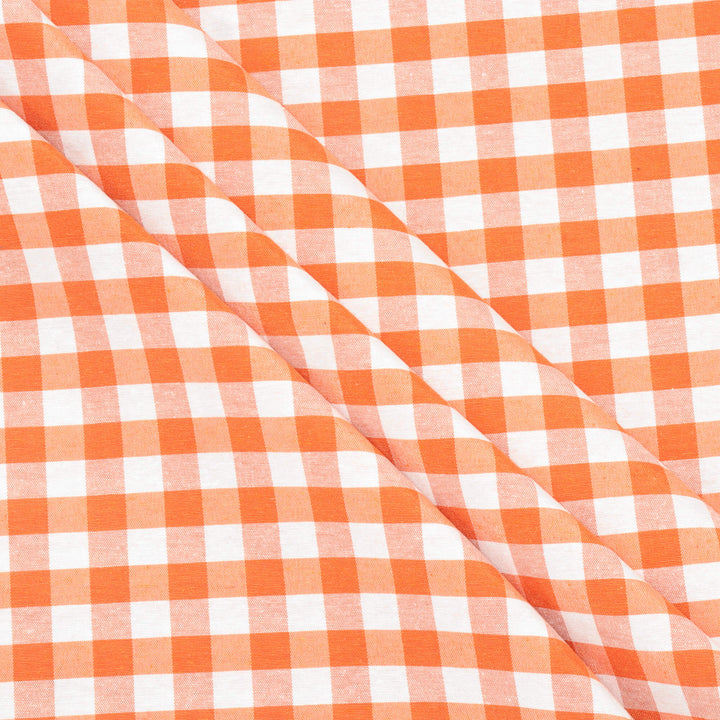 Ibiza Gingham Orange Double Width Fabric