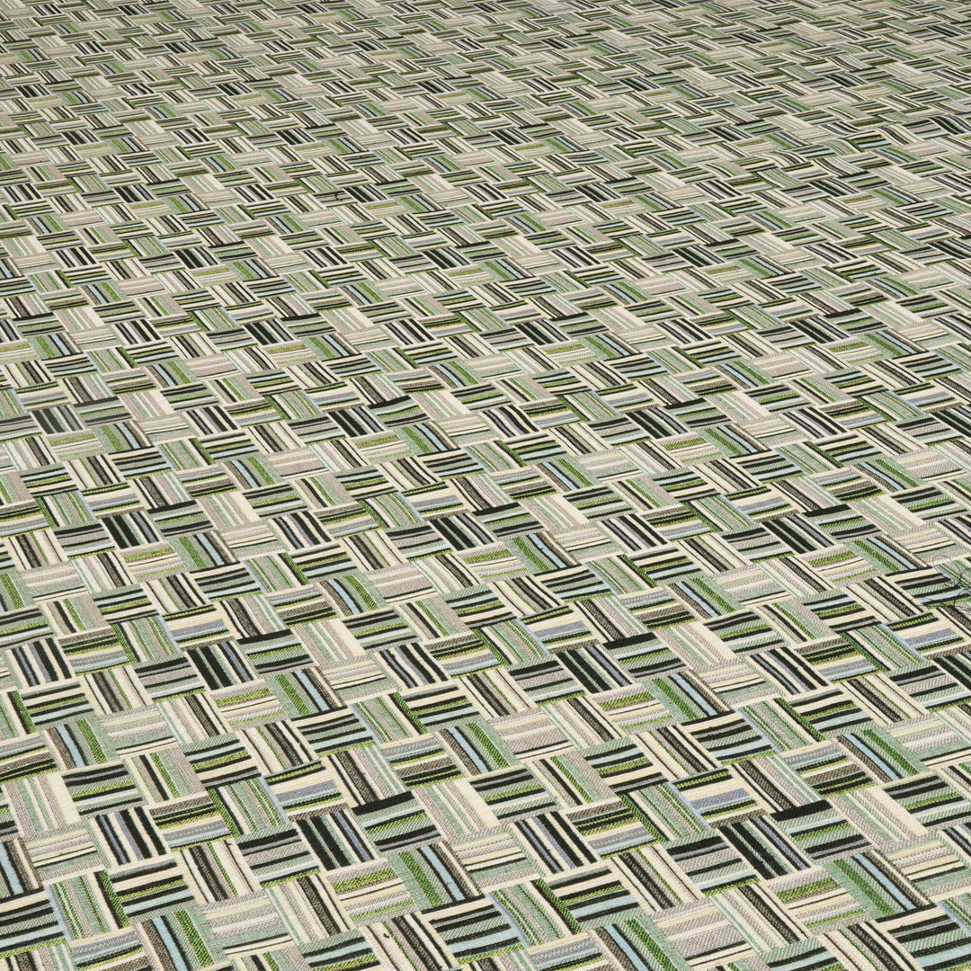 Basket Weave Jacquard Green Fabric