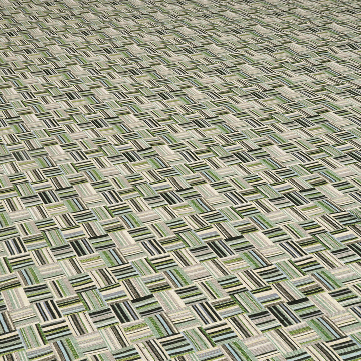 Basket Weave Jacquard Green Fabric