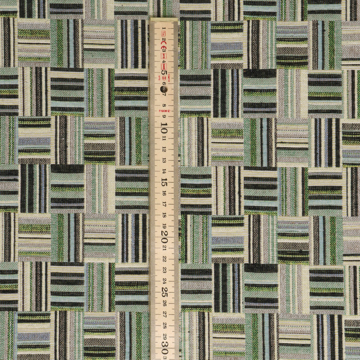 Basket Weave Jacquard Green Fabric