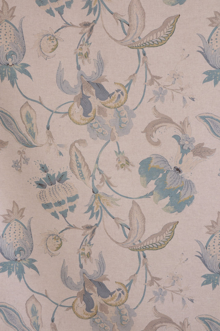 Jacobean Floral Teal Fabric