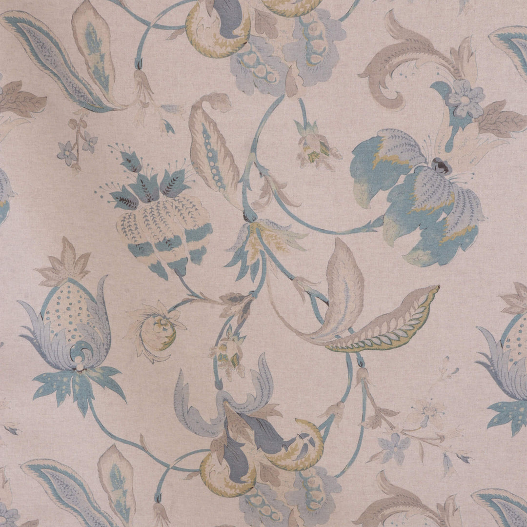 Jacobean Floral Teal Fabric