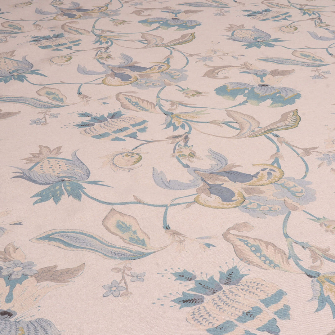 Jacobean Floral Teal Fabric