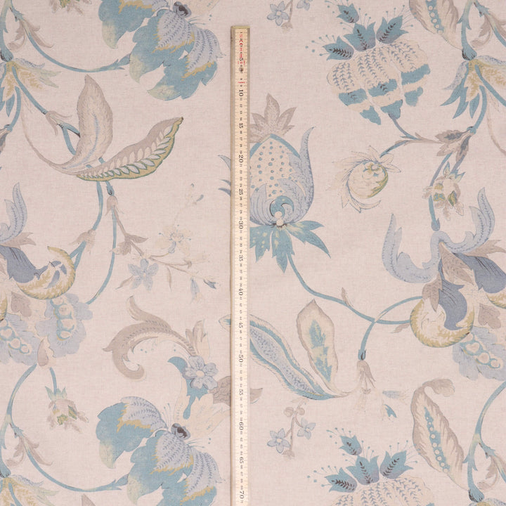 Jacobean Floral Teal Fabric