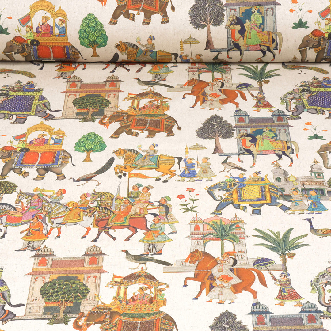 Indian Elephant Parade Double Width Fabric