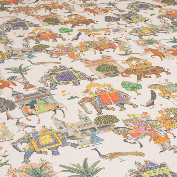 Indian Elephant Parade Double Width Fabric