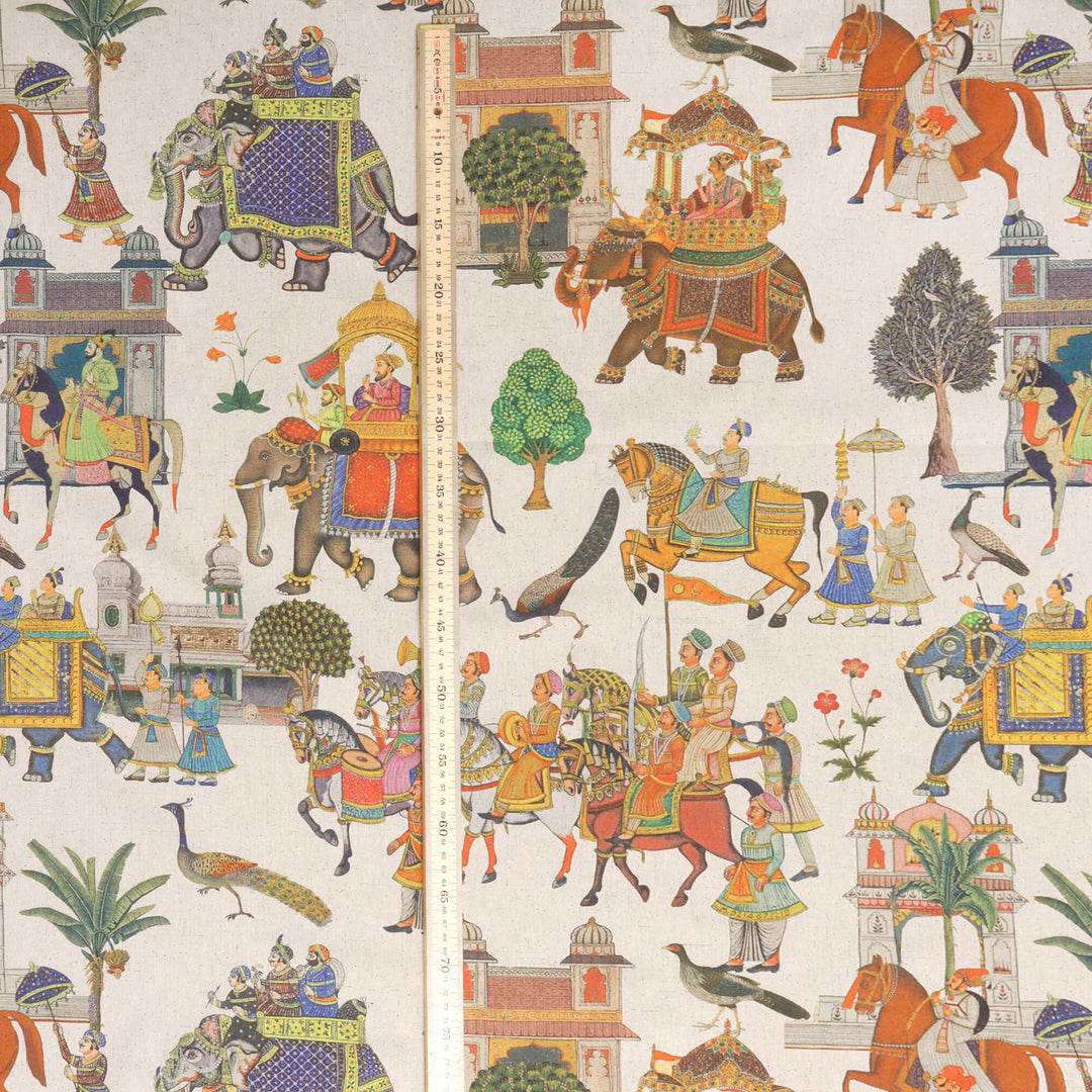 Indian Elephant Parade Double Width Fabric