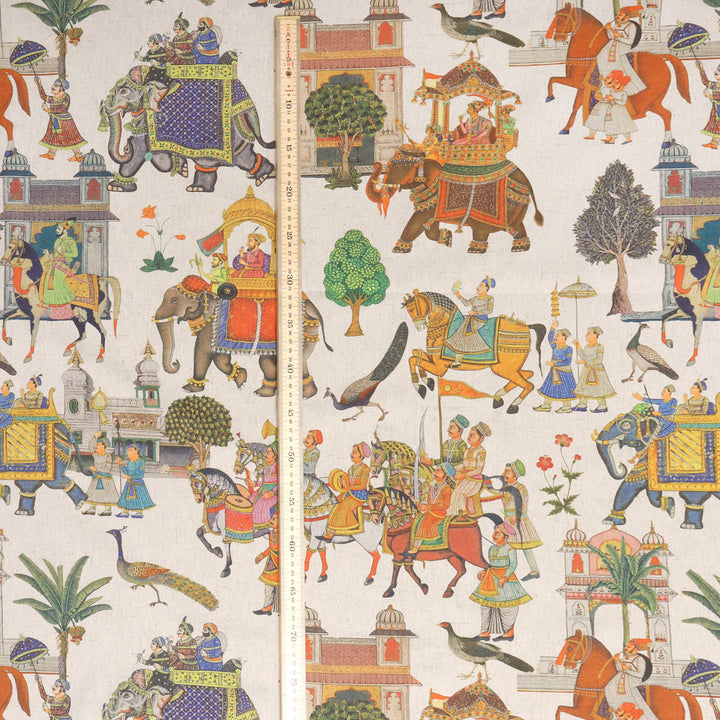 Indian Elephant Parade Double Width Fabric