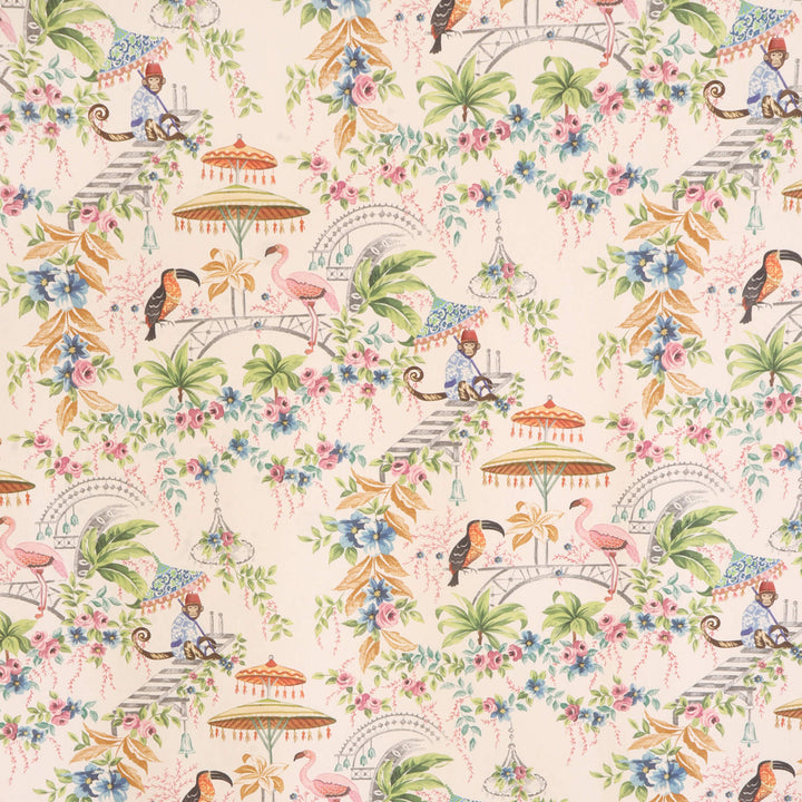 Tropical Monkey Paradise Cream Double Width Fabric