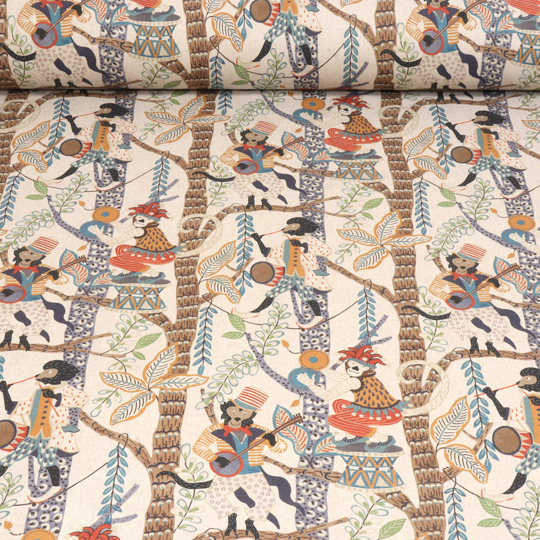 Monkey Carnival Double Width Fabric