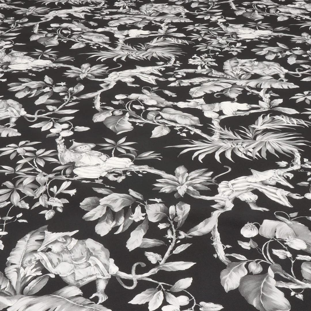 Oriental Monkey Monochrome Double Width Fabric