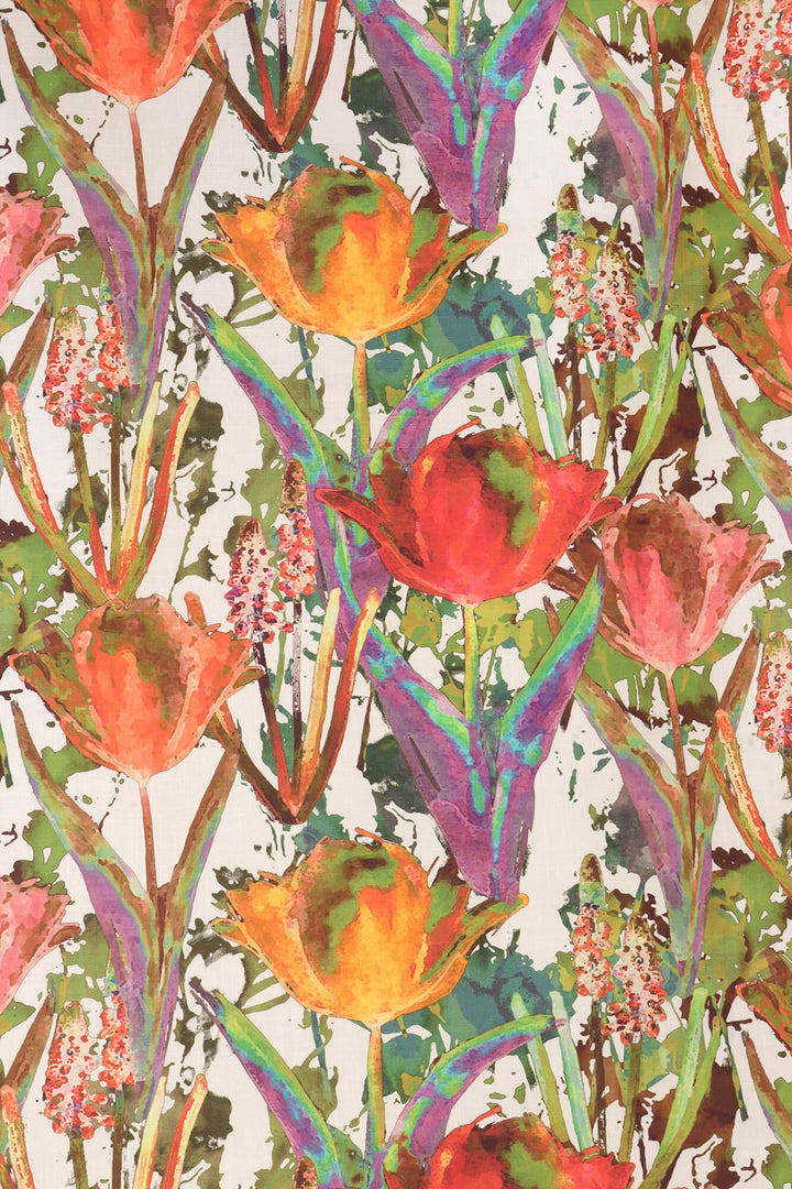 Chess Designs Tulips Spice Floral Fabric