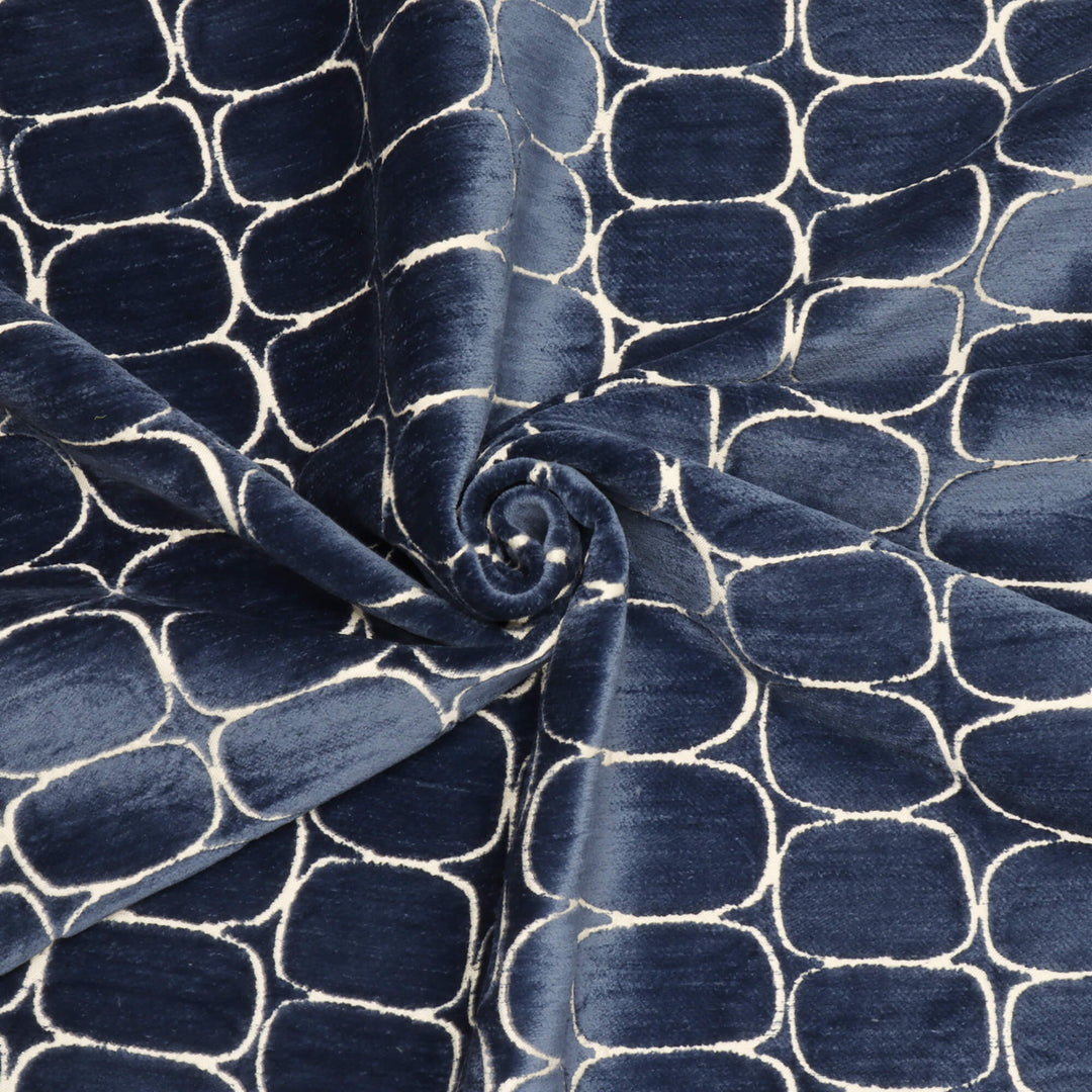 Clearance Burbank Blue Jacquard Fabric