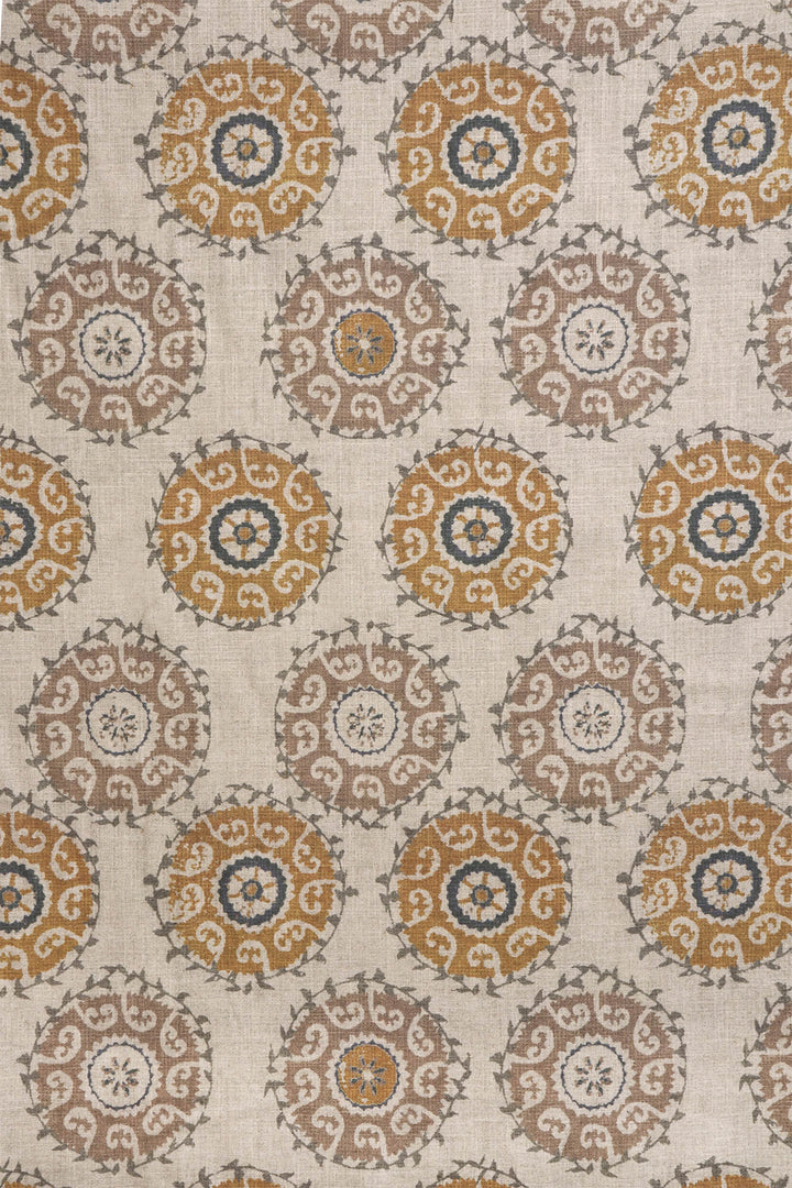 Dhala Suzani Saffron Double Width Fabric