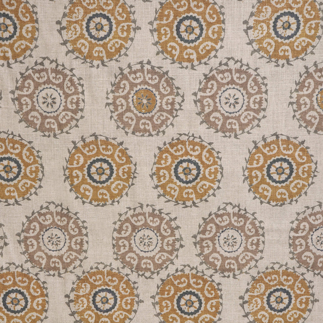 Dhala Suzani Saffron Double Width Fabric