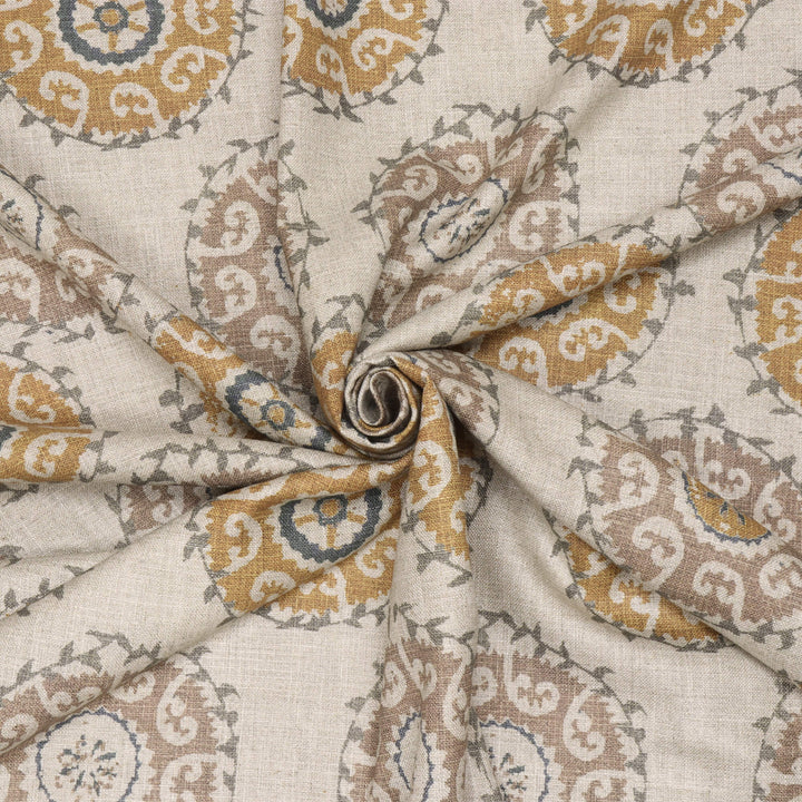 Dhala Suzani Saffron Double Width Fabric