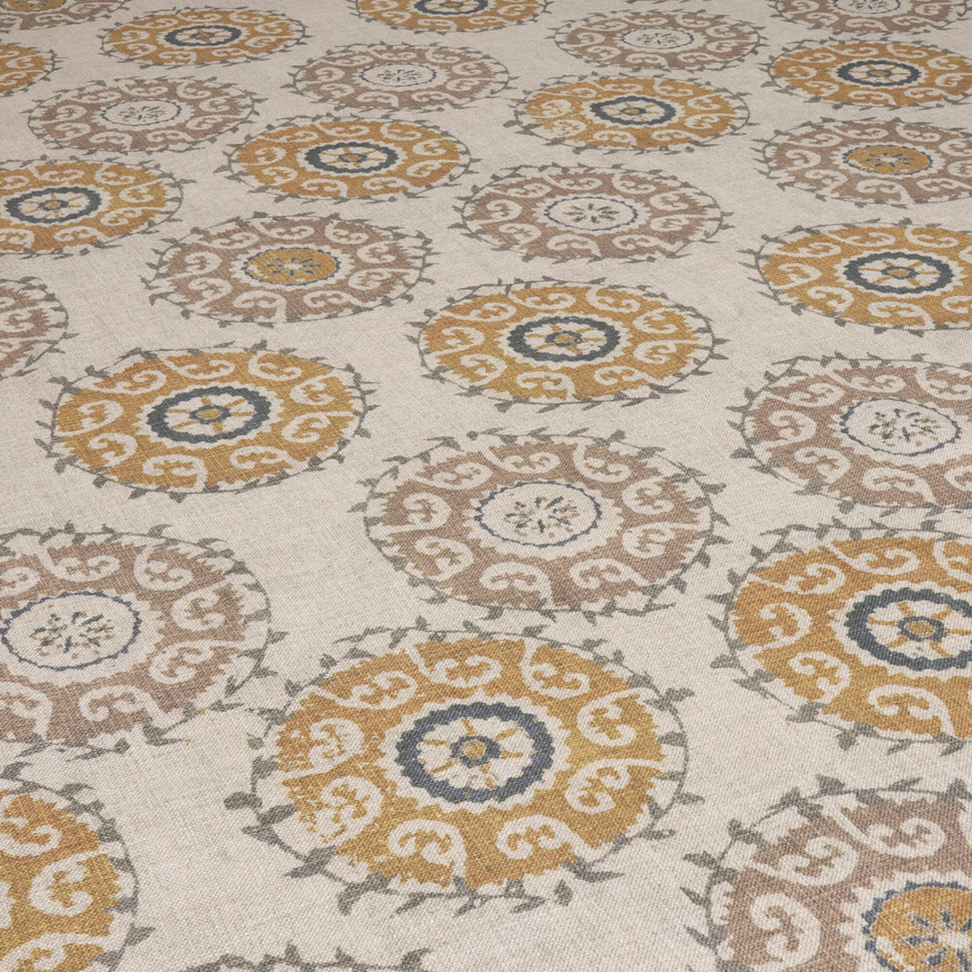 Dhala Suzani Saffron Double Width Fabric