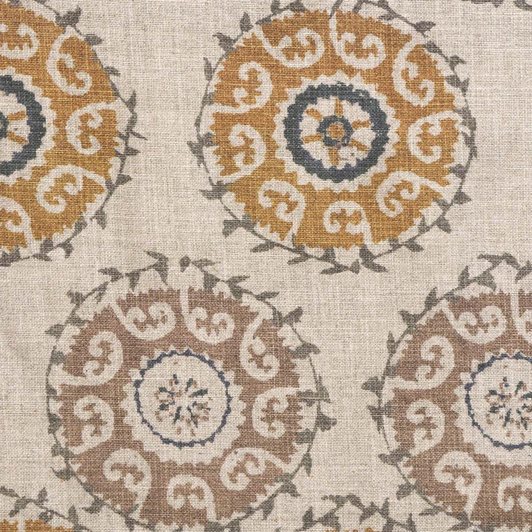 Dhala Suzani Saffron Double Width Fabric