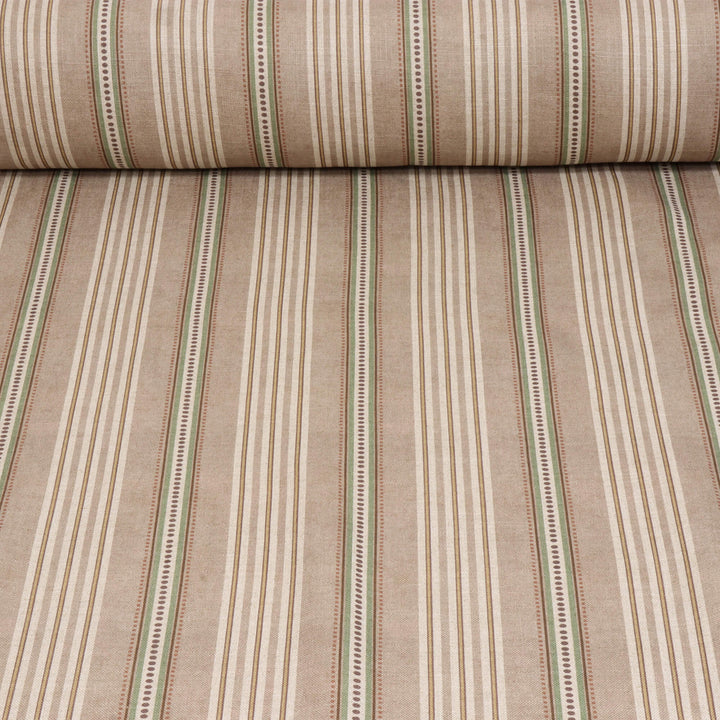 Ashbury Stripe Taupe Double Width Fabric
