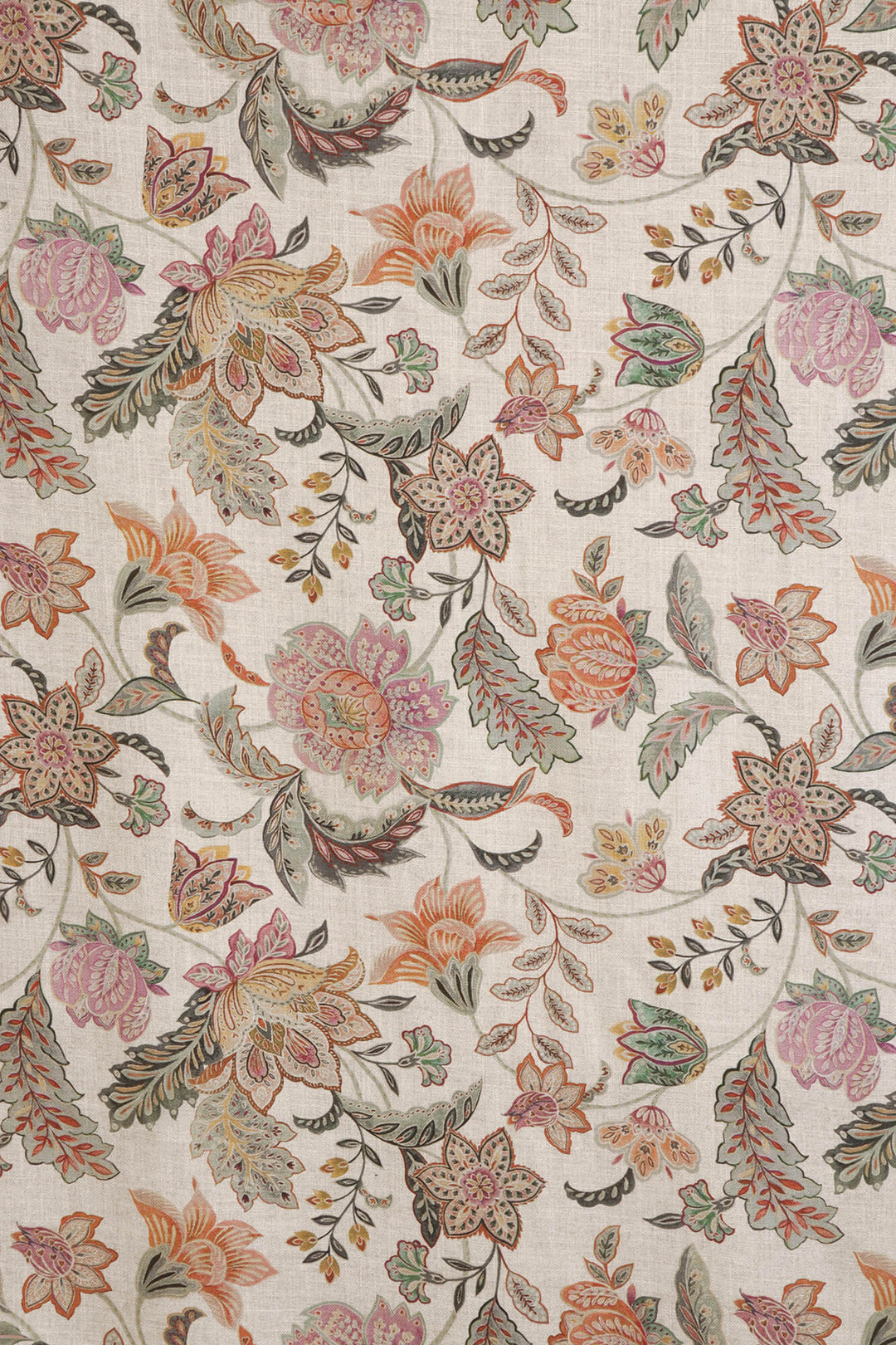Ashbury Floral Seagrass/Plum Double Width Fabric