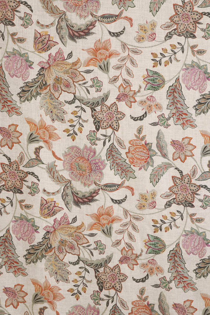 Ashbury Floral Seagrass/Plum Double Width Fabric