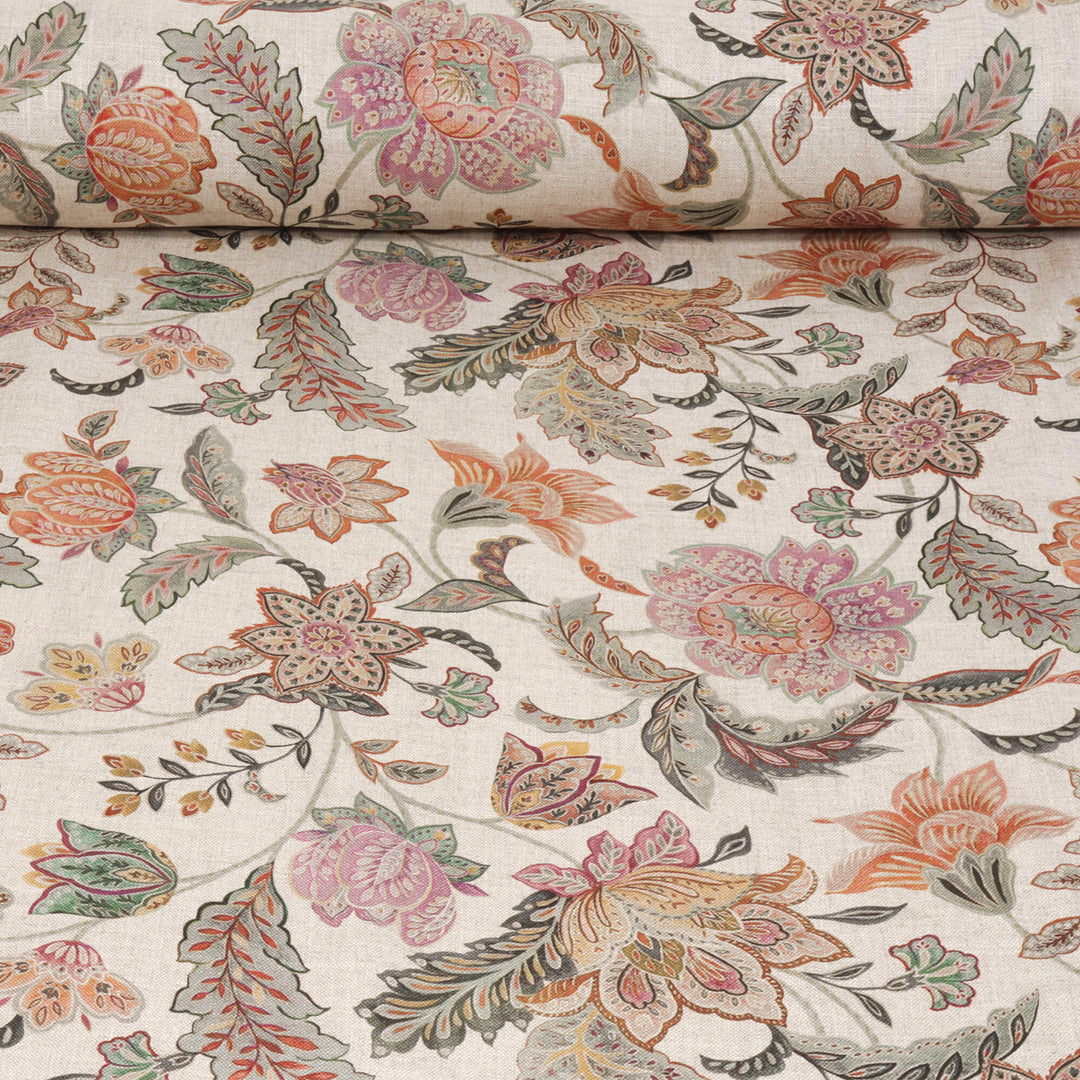 Ashbury Floral Seagrass/Plum Double Width Fabric