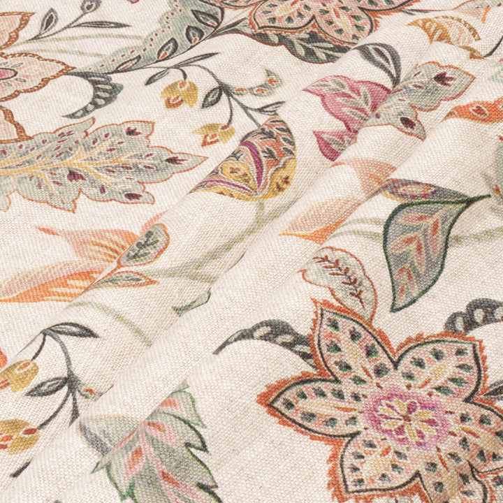Ashbury Floral Seagrass/Plum Double Width Fabric