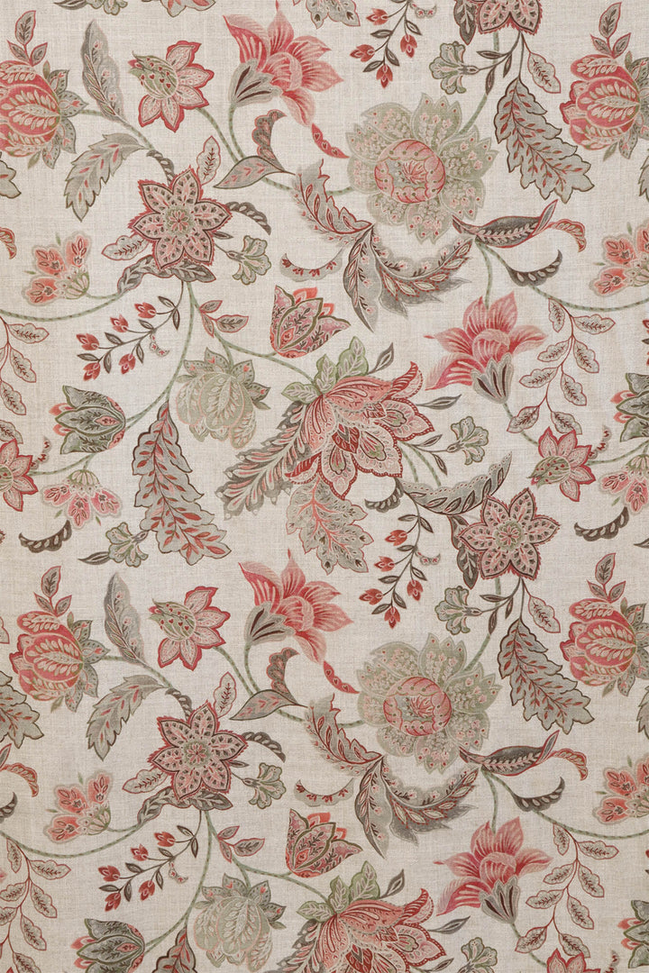 Ashbury Floral Dusky Rose/Olive Double Width Fabric