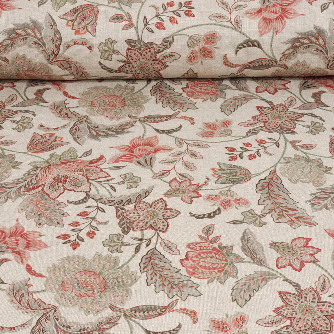 Ashbury Floral Dusky Rose/Olive Double Width Fabric