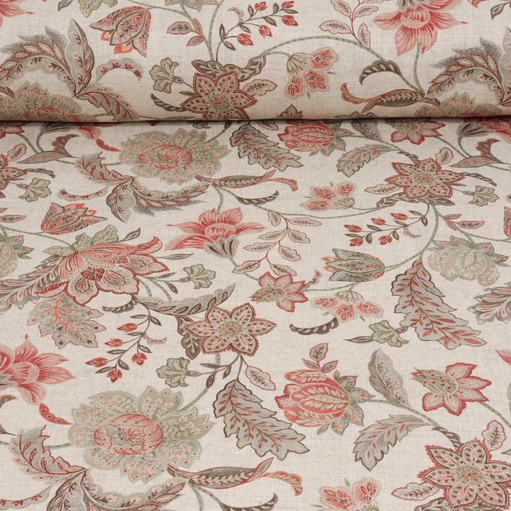 Ashbury Floral Dusky Rose/Olive Double Width Fabric