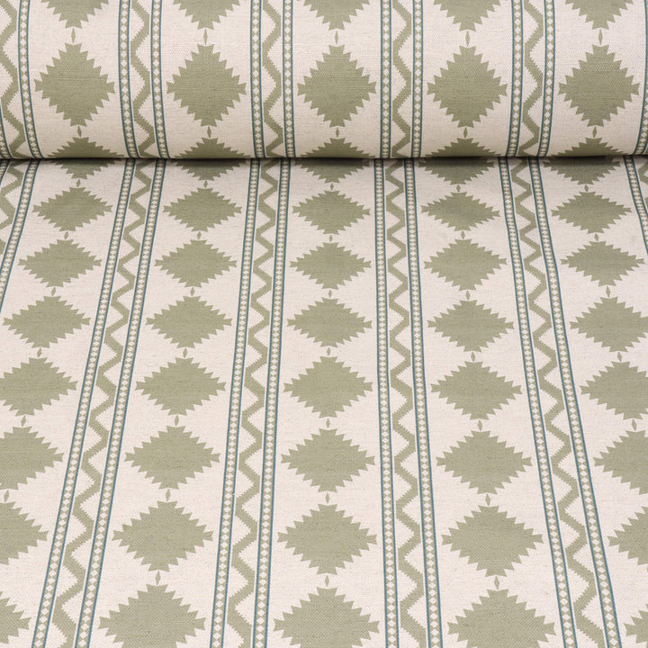 Soller Stripe Olive Green Double Width Fabric