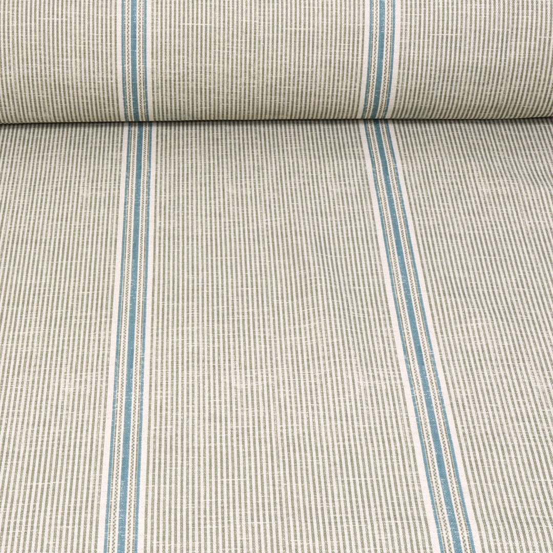Cala Stripe Olive Green Double Width Fabric